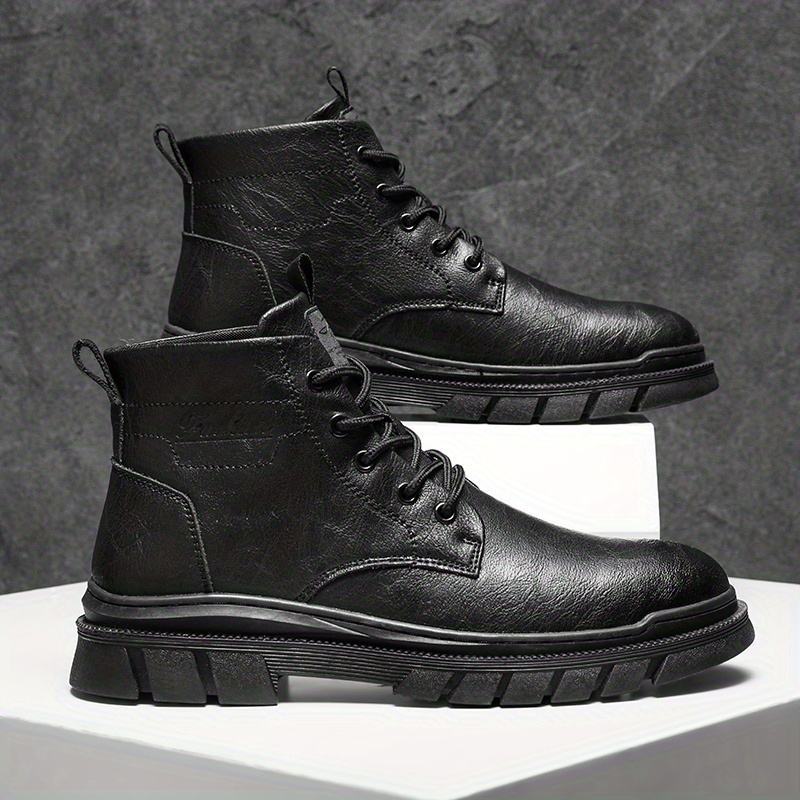 Mens Ankle Boots Lace Up Boots With Side Zipper Casual Walking Shoes ...