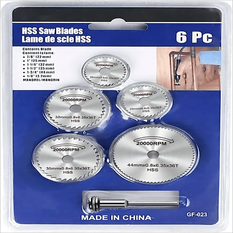 6 Piece HSS Saw Blade with Mandrel Set