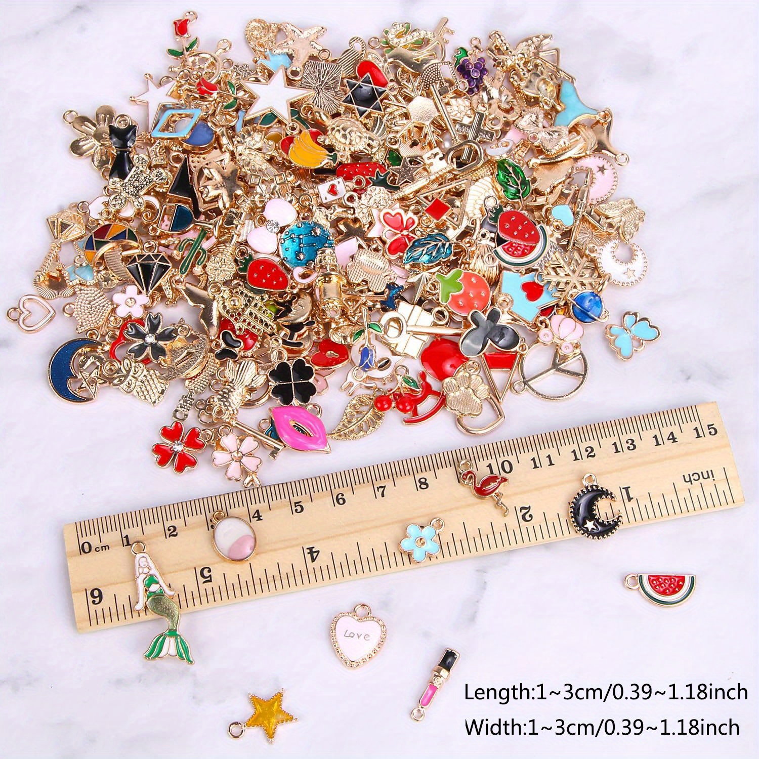 Random 50pcs Jewelry Making Charms Assorted KC Golden Enamel Plated Charms  Pendant For DIY Necklace Bracelet Earrings Jewelry Making Finding
