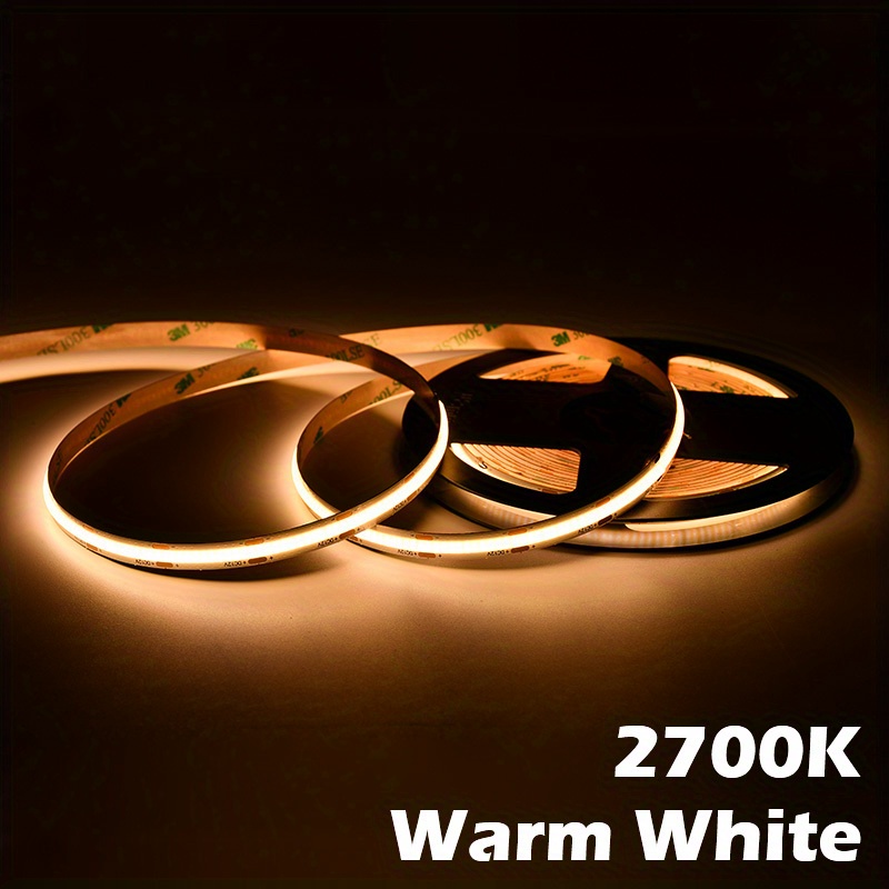 Cob Led Strip Lights Warm White Lighting Flexible Ribbon - Temu