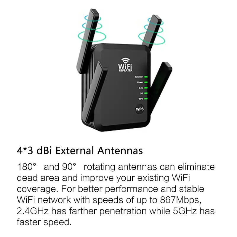 wifi extender booster repeater for home outdoor 1200mbps and 45 devices wifi 2 4 5ghz dual band wps wifi signal strong penetrability 360 coverage supports ethernet port 2023 release up to 74 faster broader coverage than ever internet booster and wifi repeater details 3