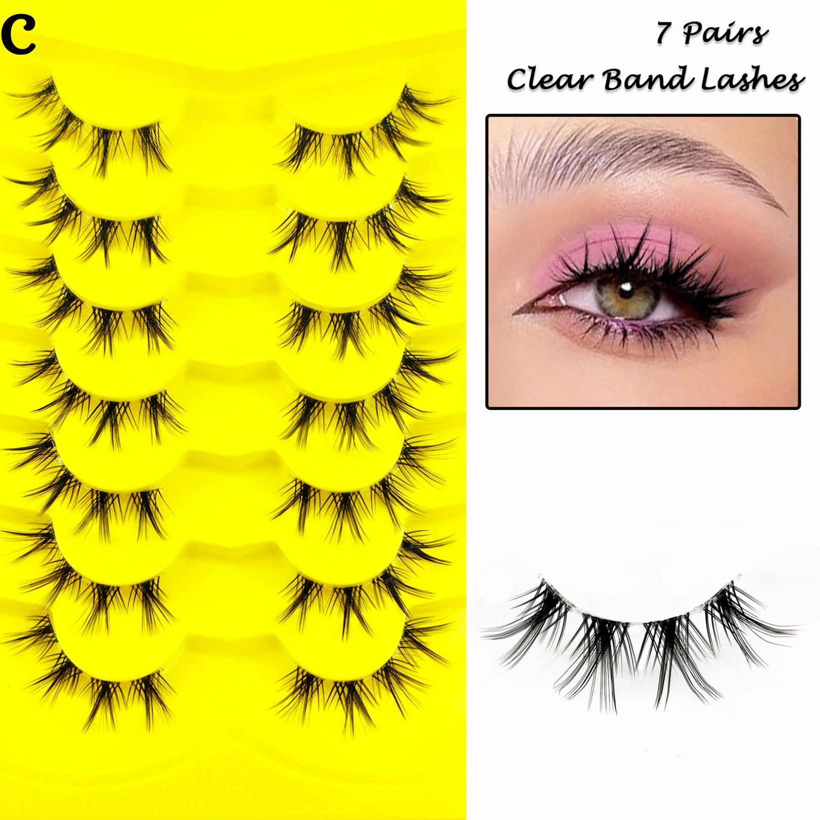 7 Pairs Cat Eye Lashes Curling Sexy DIY Extension Natural False Eyelashes