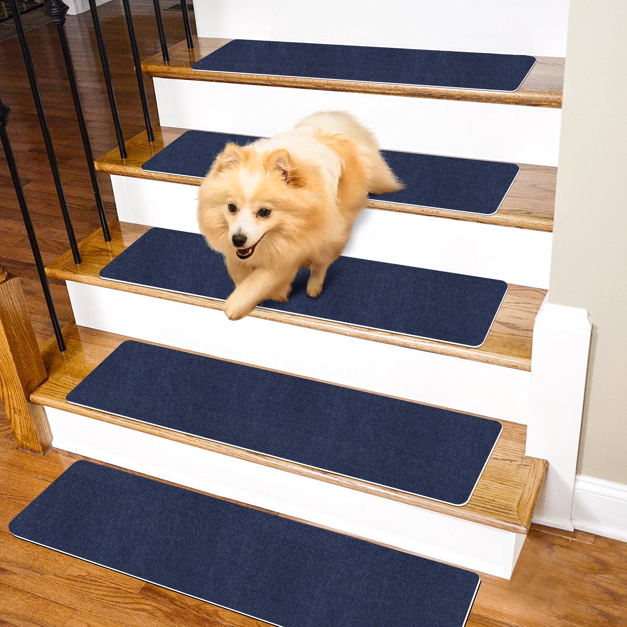  LTLJTT 2 pisadas de escalera, tiras antideslizantes de madera  para escaleras, alfombras con alfombras adhesivas reutilizables, seguridad  para niños y perros, color marrón, 11.8 x 33.5 in : Herramientas y Mejoras  del Hogar
