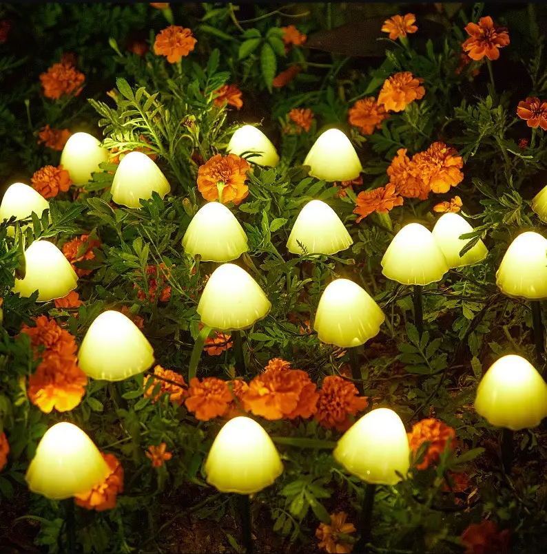 1pc 10led mushroom solar lights waterproof garden lights string solar string lights for outdoor gardens backyards lawns parties halloween christmas decorations details 2