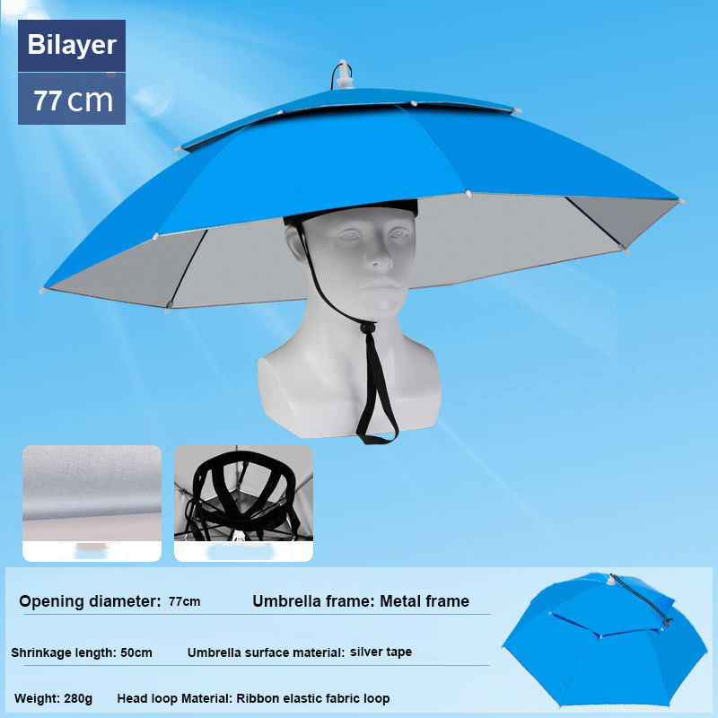 Sombrero de paraguas con protección UV para el sol, sombrero plegable para  la cabeza, equipo de lluvia, sombrero de pesca de 30 pulgadas para pesca