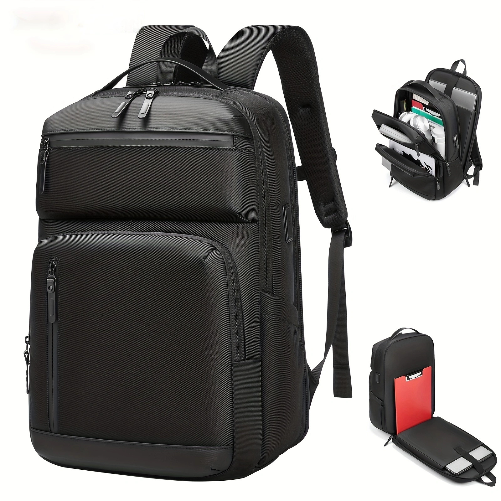 Mochila para laptop de 17.3 pulgadas, bolsa grande para laptop de viaje con  puerto de carga USB, antirrobo, resistente al agua, mochila de negocios