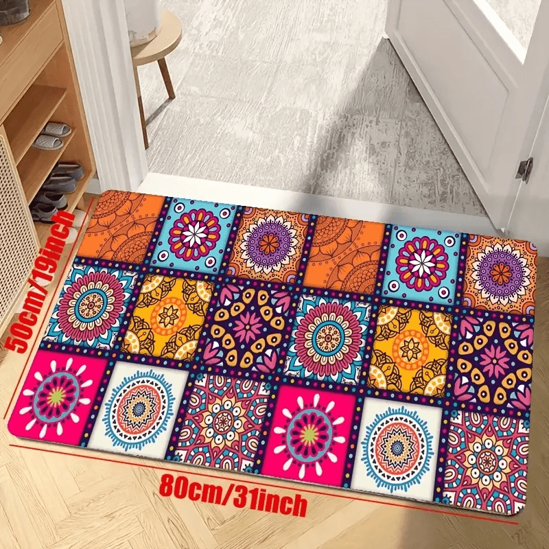 1pc colorful boho kitchen mat non slip oil proof entrance doormat   room laundry bathroom water absorbing floor mat aesthetic room decor details 4