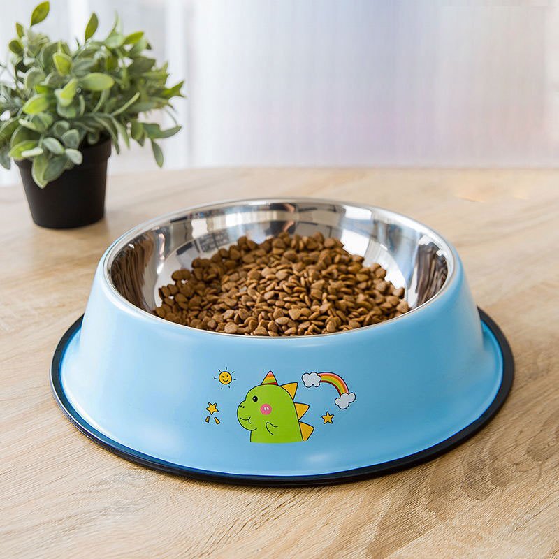 Cartoon Dog Print Dog Bowl Stainless Steel Dog Food And - Temu