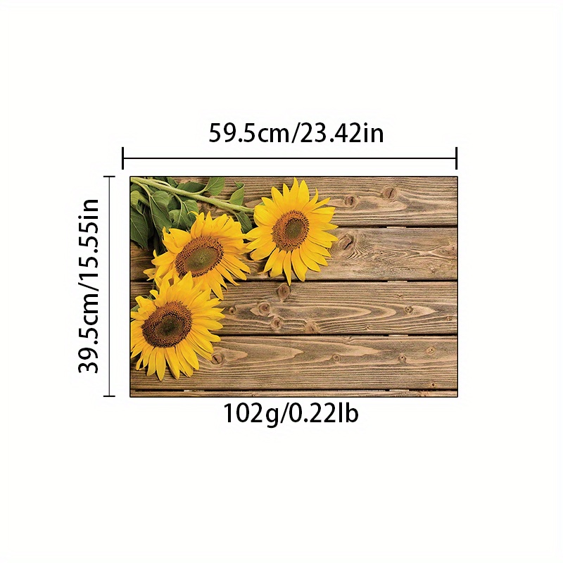 Sunflower Kitchen Rugs and Mats Set of 2, Seasonal Sunflowers Non