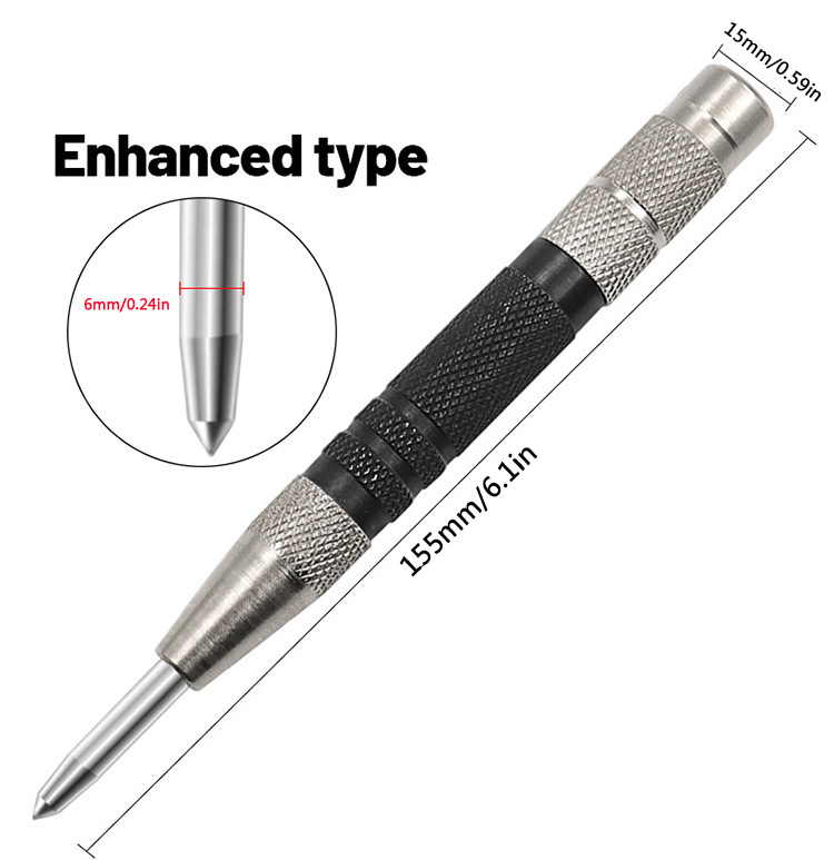 Automatic Center Punch Wood Indentation Mark Woodworking Tool Bit Punch  Needle General Adjustable Spring Loaded Metal Drill Tool