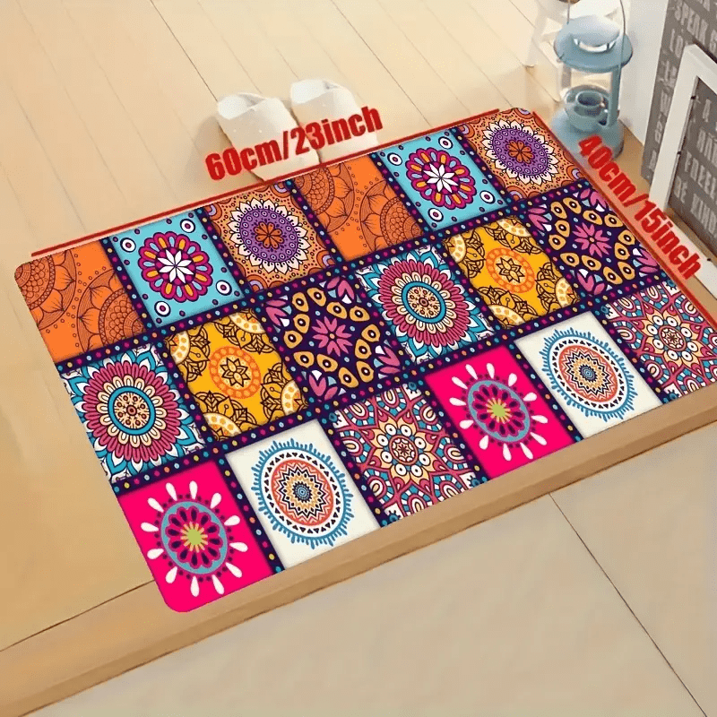 1pc colorful boho kitchen mat non slip oil proof entrance doormat   room laundry bathroom water absorbing floor mat aesthetic room decor details 3