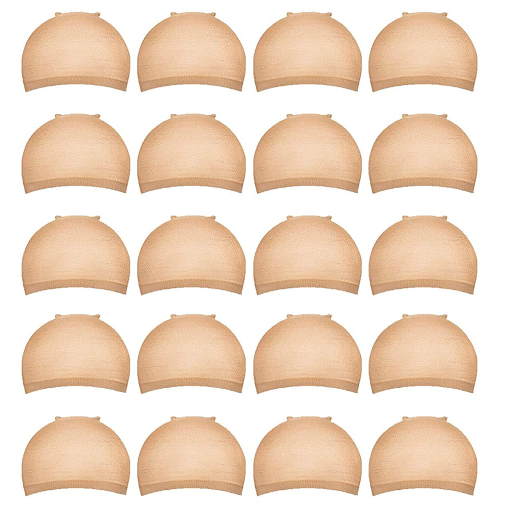 Image of 20pcs Light Brown Stretchable Nylon Wig Caps For Women - Comfortable, With Elastic Band For Wear, Wig Accessories | Casual Wig Wear | Stretchy Nylon Cap, Eloral