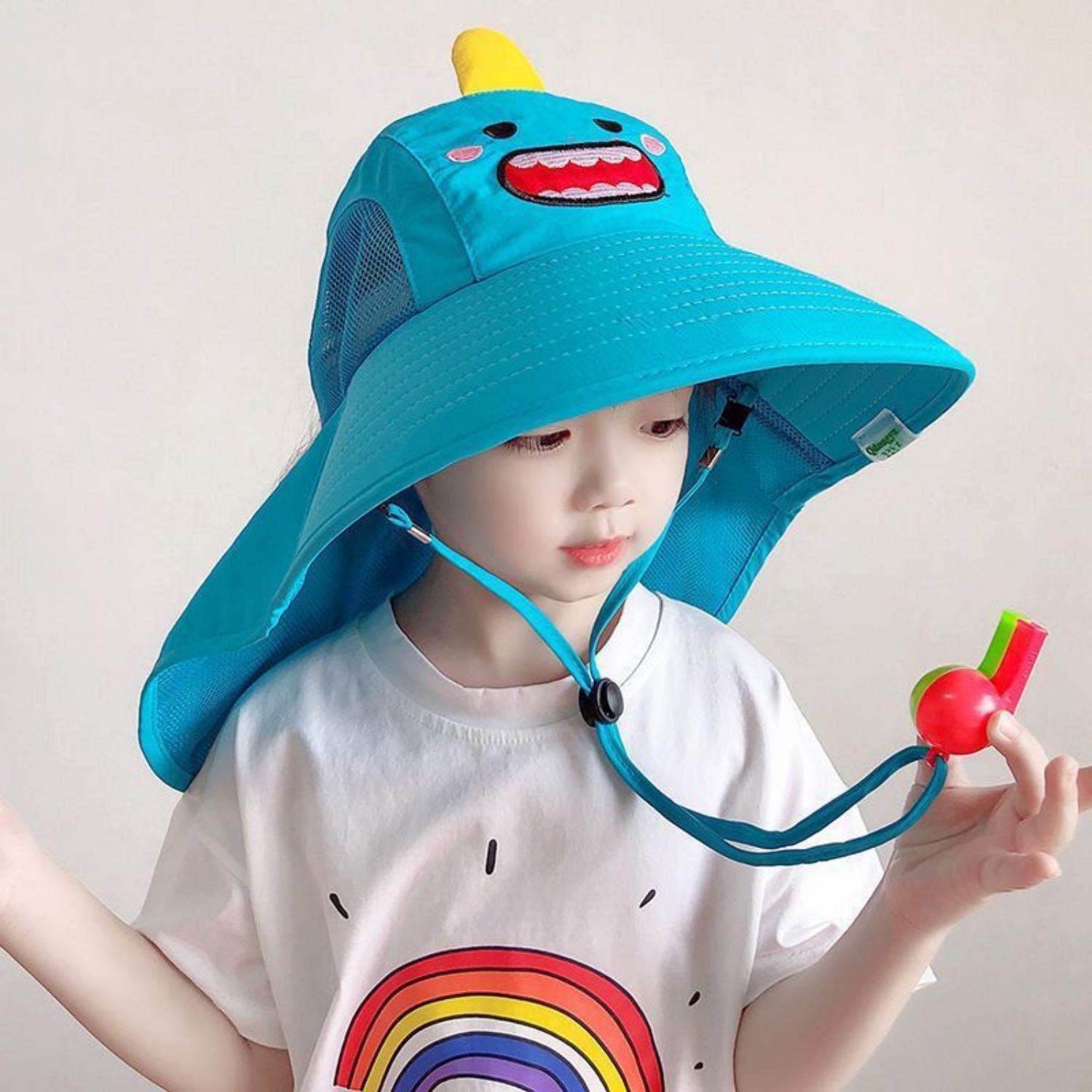 1pc Children's Sunshade Big Brim Breathable Outing Fisherman Hat