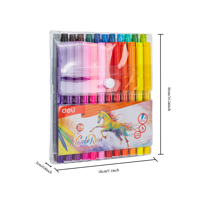 Deli 24 Colors Drawing Watercolor Pen Quality Felt Pen Children