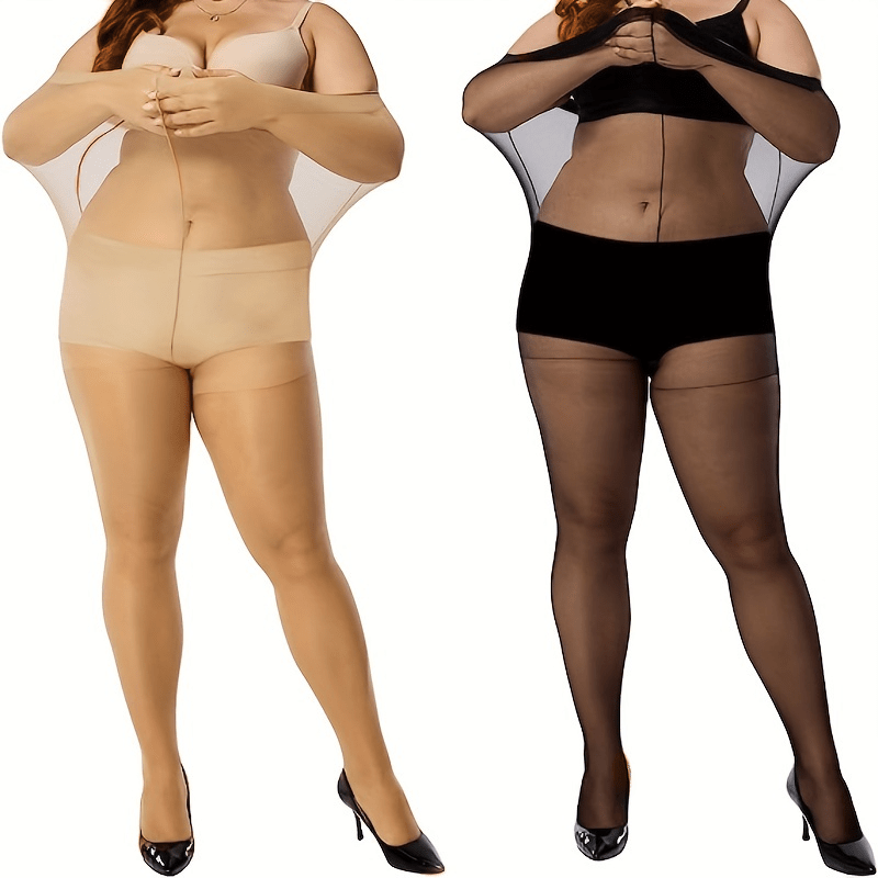 Plus Size Casual Stockings, Women's Plus Ultra Elastic Sheer