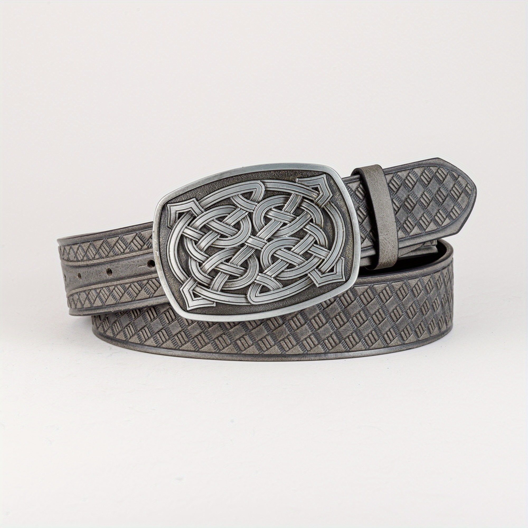 Men's Retro Pattern Buckle Belt PU Leather Decorative Accessories