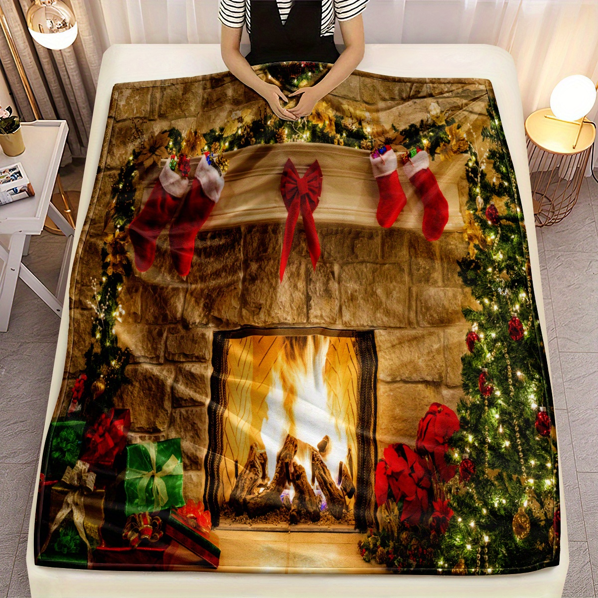 Christmas blanket with online red truck