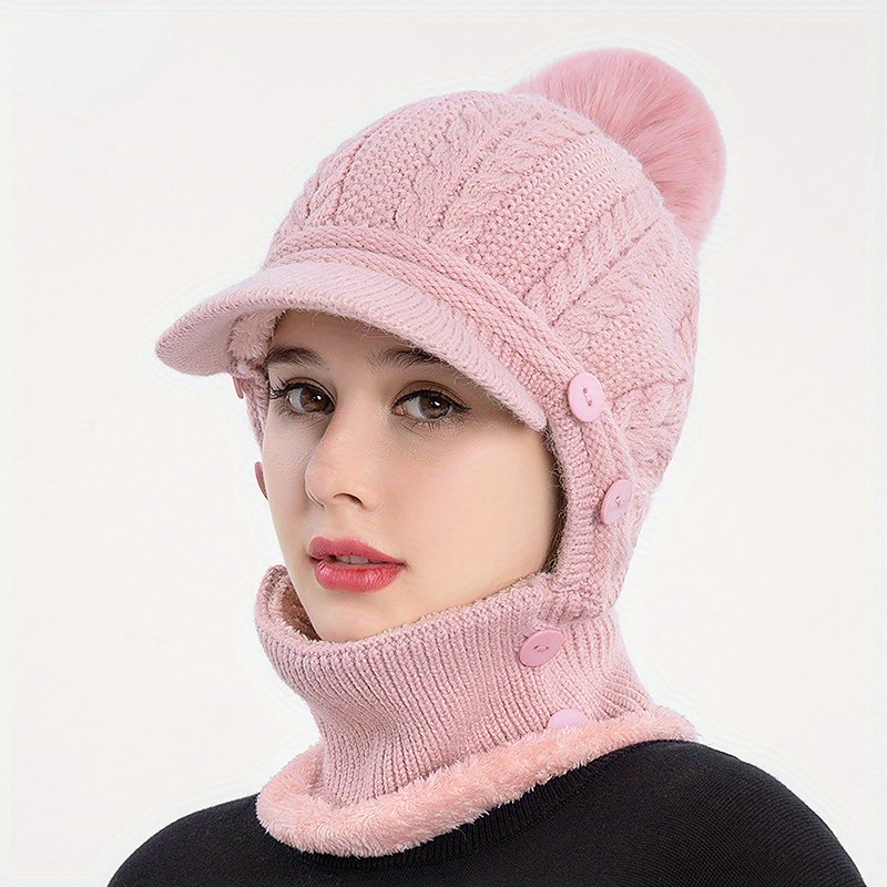  Sombrero de pasamontañas para mujer, gorro de invierno para  nieve, esquí, invierno, forro polar, bufanda para el cuello, senderismo,  deportes, clima frío, Rosado : Todo lo demás