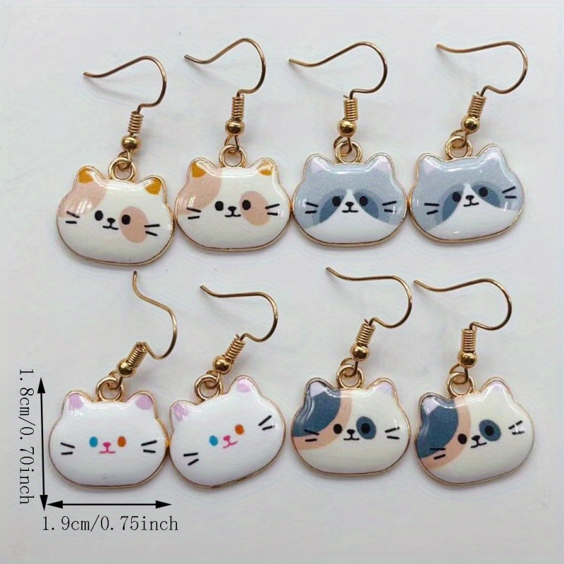 Yungqi Trendy Colorful Animal Cat Dangle Earring Resin Dangle Drop Earring  Geometric Exaggerated Woman Girl Kids