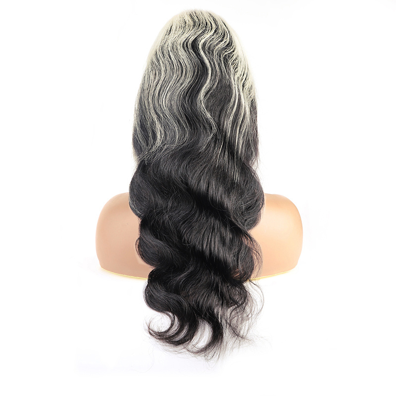 180 Density Skunk Stripe Wavy Wigs 13 4 Lace Frontal Body Temu