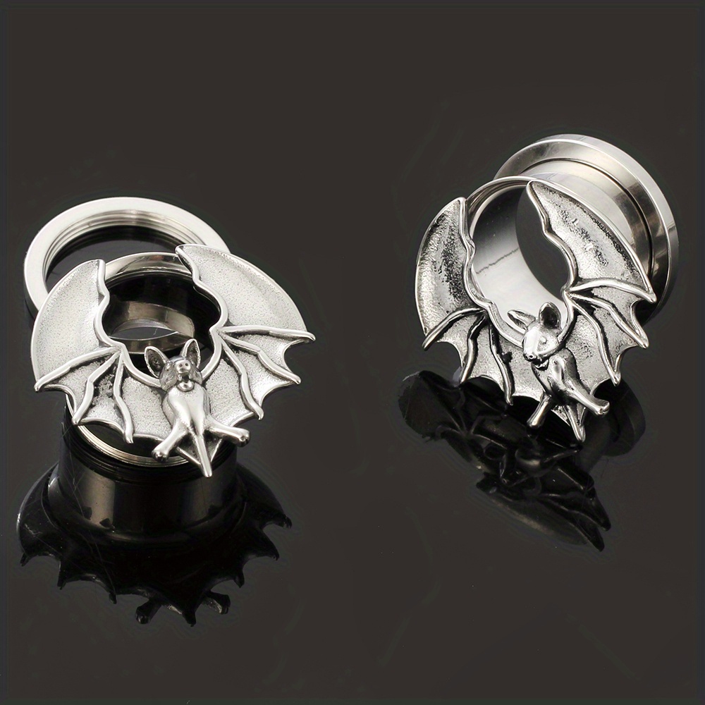 Halloween Bat Ear Plugs Tunnels Piercing Gauges Women Men Temu