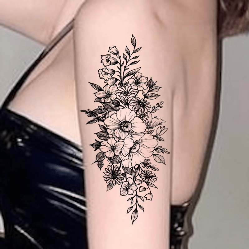 30 pz/set Donne Vari Fiori di Rosa Nera Falso Tatoo Tatuaggi Temporanei  Braccio Decalcomania Autoadesivi Del Corpo – i migliori prodotti nel  negozio