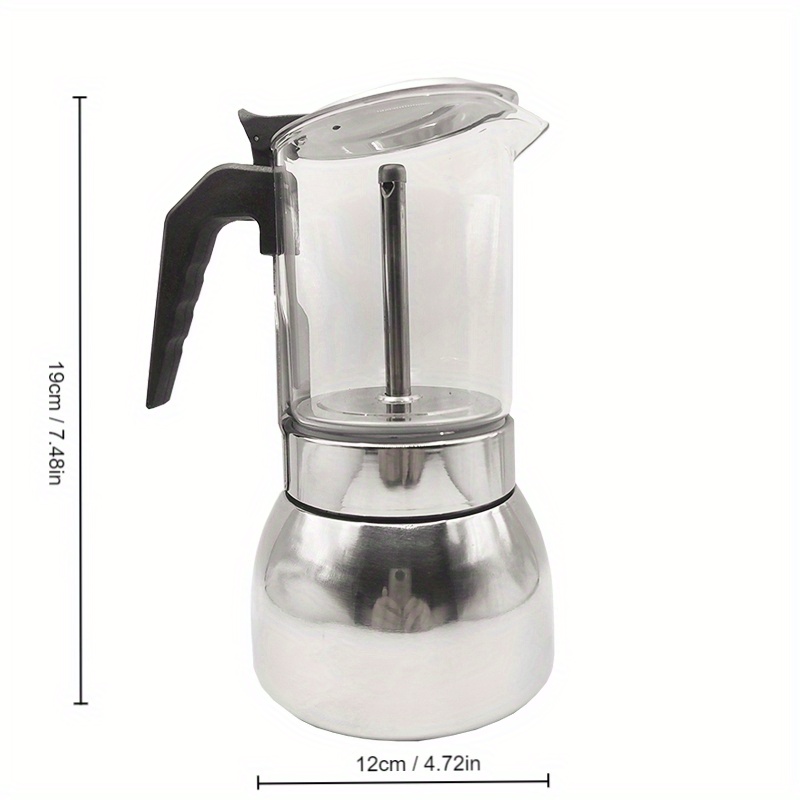 New Transparent Visual Moka Pot, 4/6 Cup Stovetop Espresso Maker