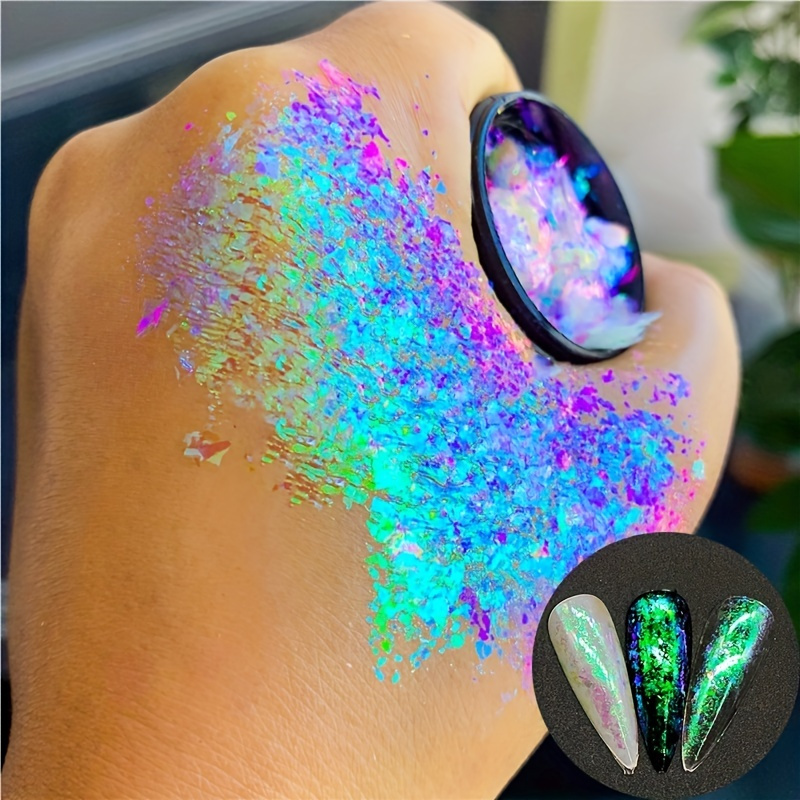 Opal Nail Flakes,1 Box 12 Grids Aurora Shiny Thin Nail Glitter  Powder,Chameleon Glitter Chrome Nail Powder Manicure Accessories for Resin  Face Body Decor DIY Craft(12 Grids Opal Powder) : : Beauty