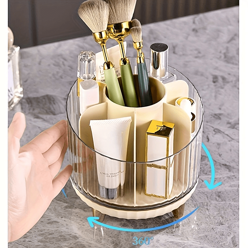 Dustproof 360° Rotating Makeup Organizer With Compartments - Temu