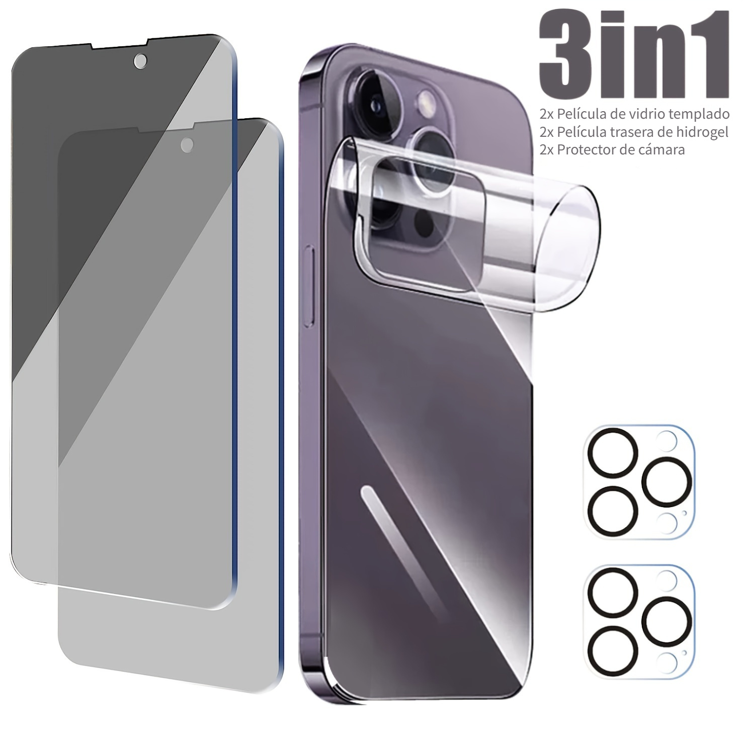 2in1 Vidrio Templado Trasero Iphone 14 13 12 Pro Max Plus 14 - Temu