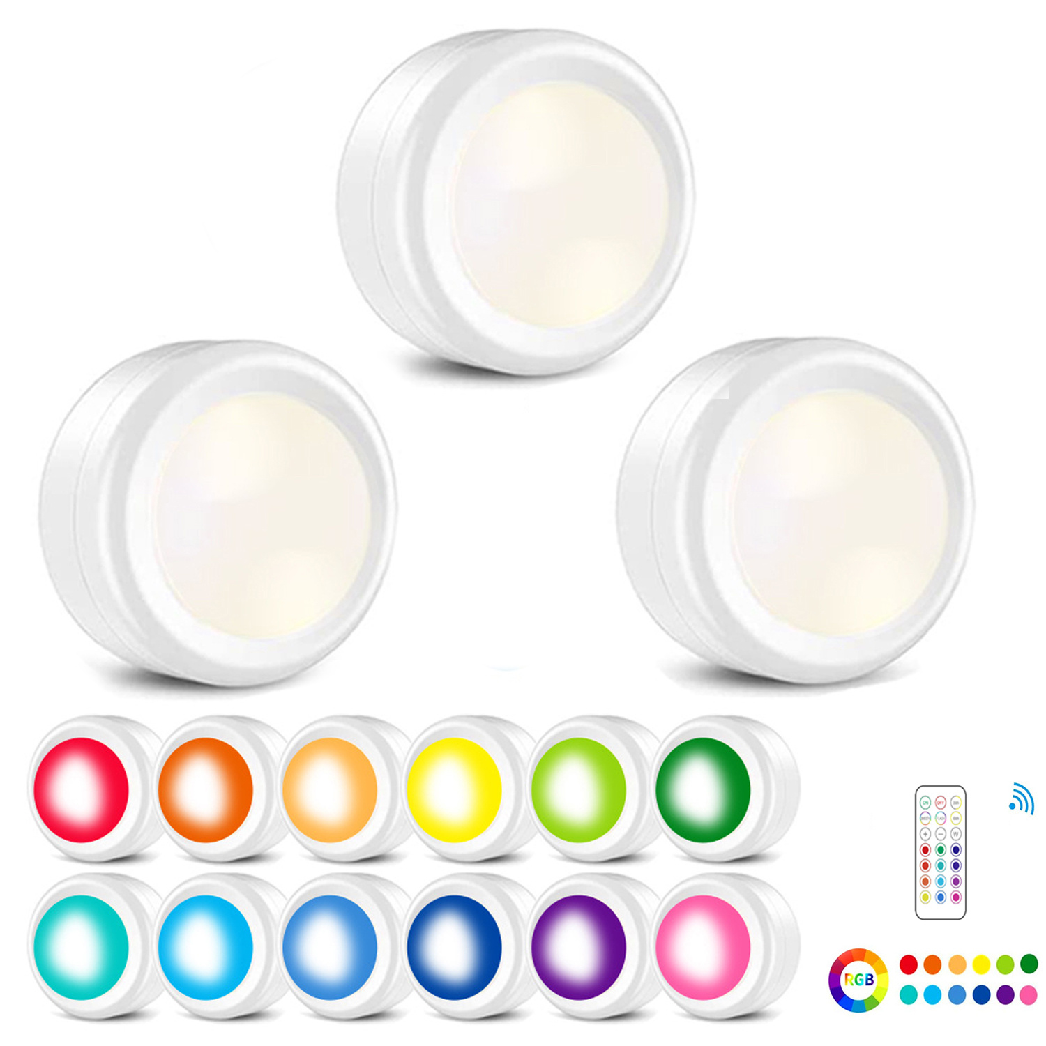 Bright Basics 3 Pack Ultra Thin Wireless LED Puck Lights w/ Remote Con –  Aduro Products