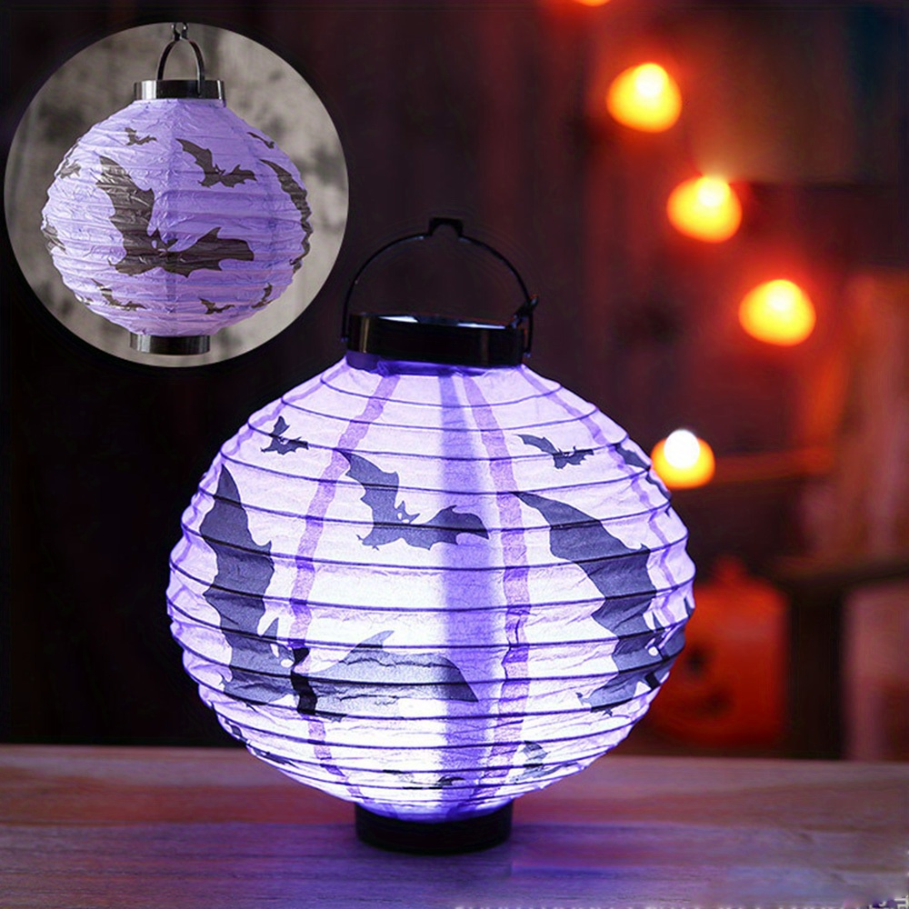 Halloween Hanging Paper Lanterns With Led Lights Bats - Temu