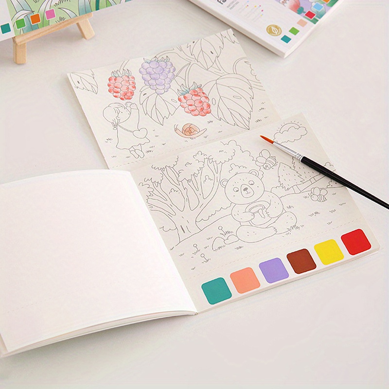 20 Pages Watercolor Coloring Book Diy Bookmark Painting Book - Temu