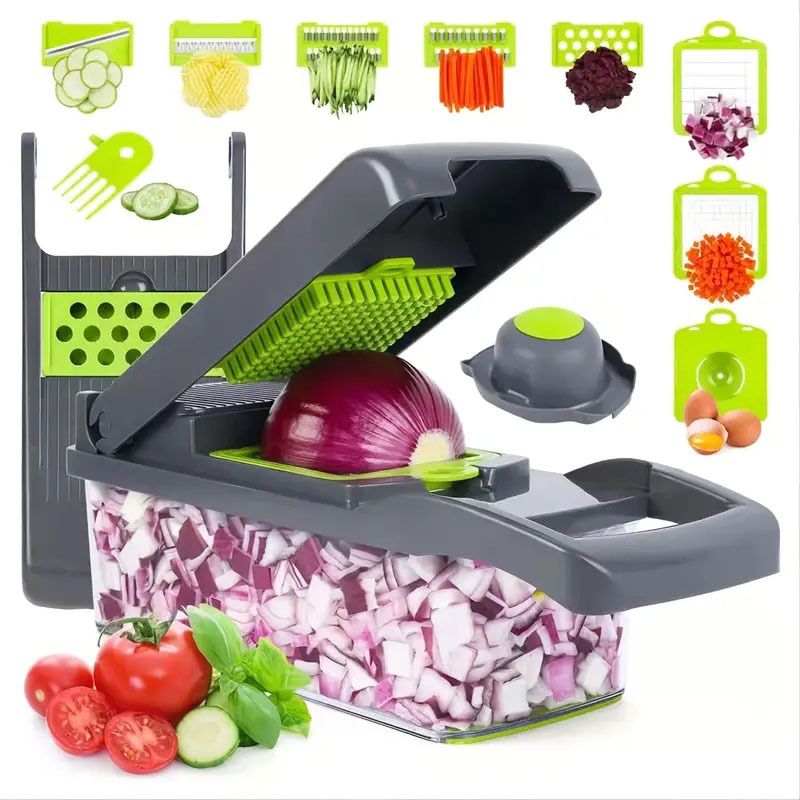 14 in 1 Vegetable Chopper, Multifunctional Mandoline Slicer Dicer Household  Kitchen Manual Julienne Grater Cutter for Onion, Garlic, Carrot, Potato,  Fruit 