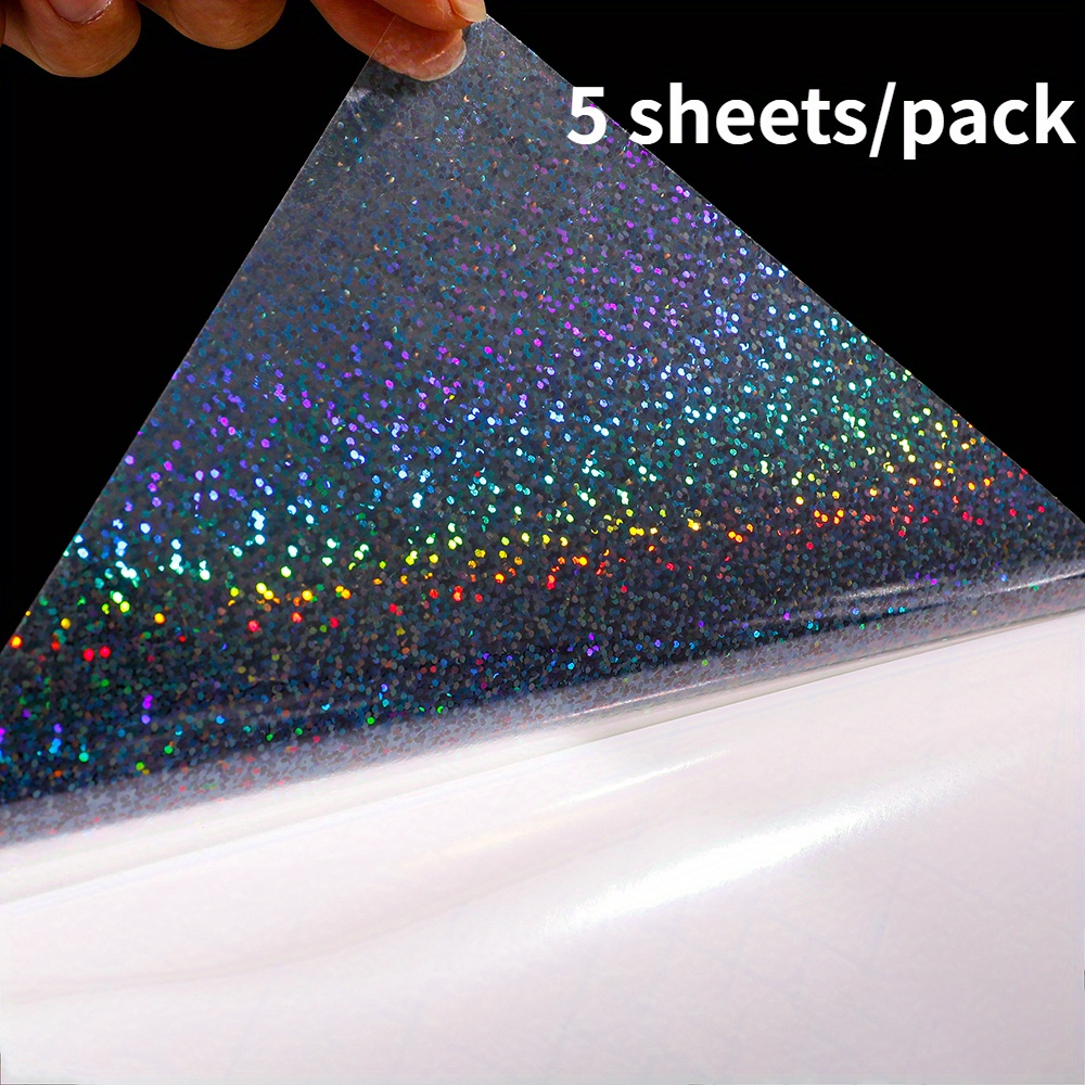 Transparent (Clear) Glitter Glossy 5-Pack of Adhesive Vinyl Sheets - 12x12 Outdoor/permanent - Vinylxsticker
