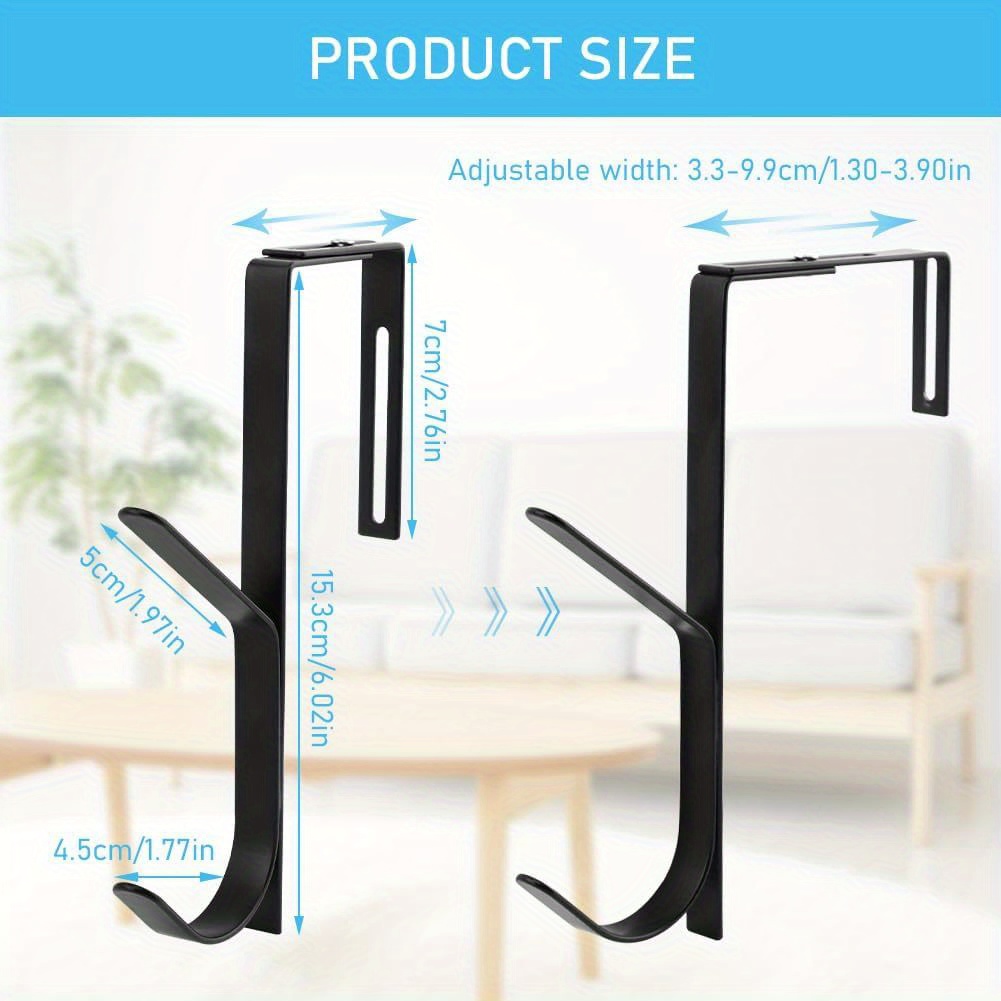 Black Metal Adjustable Cubicle Hooks, High Strength Wall Hooks