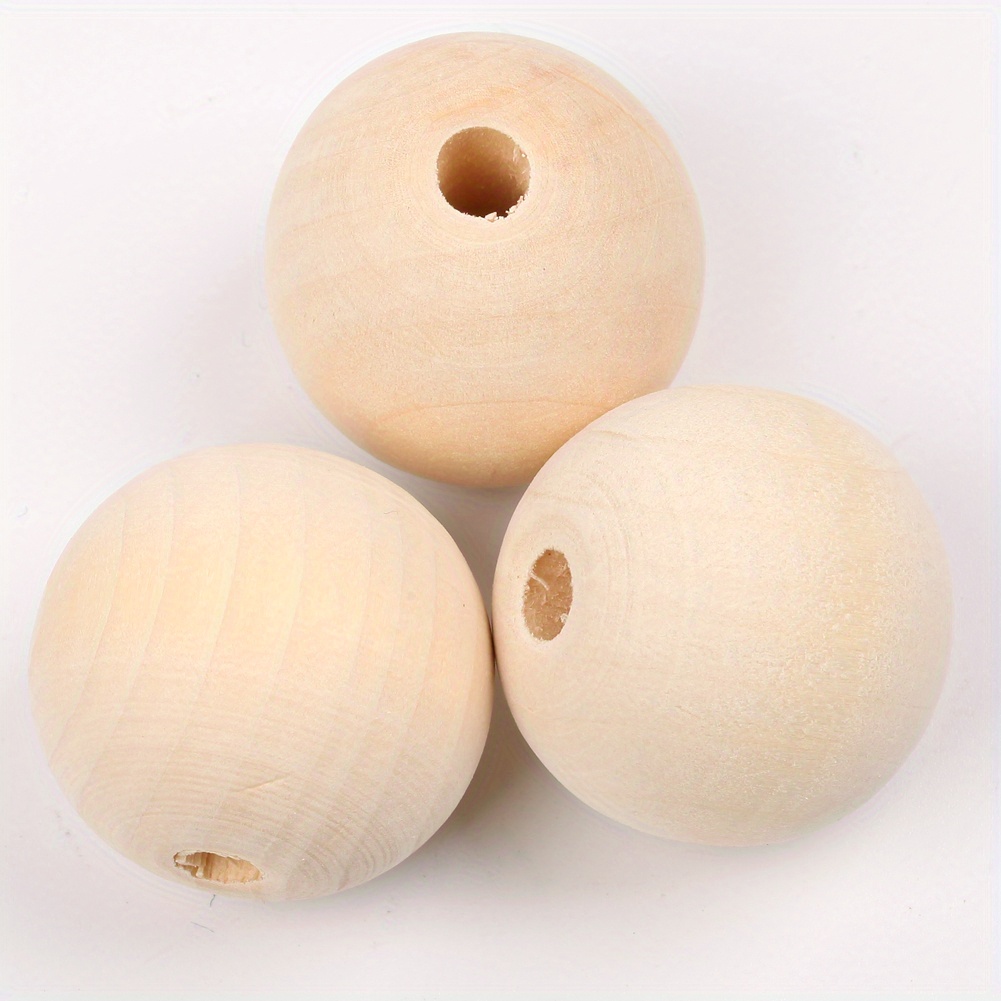 1000pcs Natural Wooden Beads, Round Wood Beads Unfinished Wooden Decorative Beads Loose Spacer Beads for Crafts Making 7 Sizes (20mm, 16mm, 14mm
