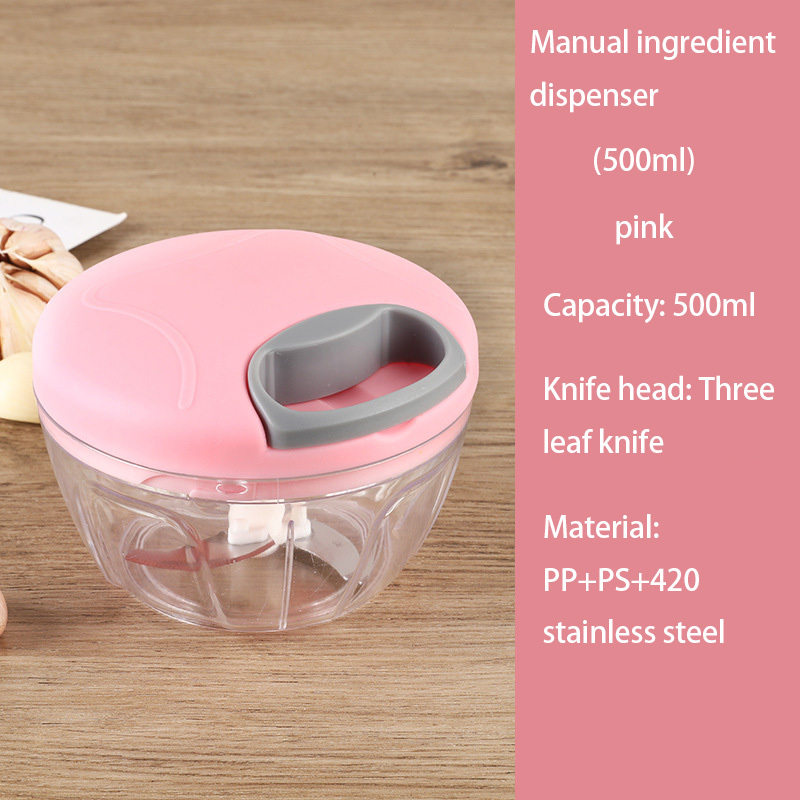 1pc Pink Handheld Garlic Press With 500ml Capacity, Manual Pulling