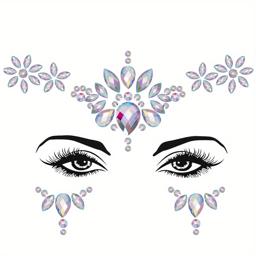 Rhinestone Face Gems Jewels, Rave Crystals Face Gems Stick on, for Festival  Rave 