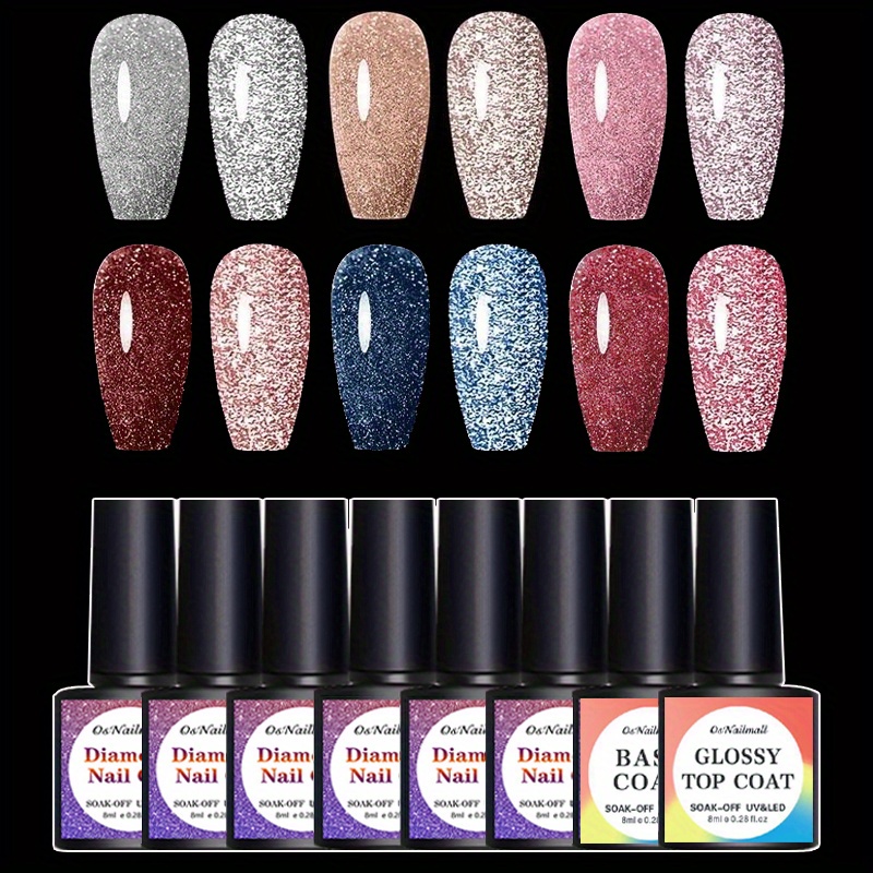 8 Color Temperature Change Broken Diamond Nail Polish Fairy Color Gradient  Nails A Bottle Of Three Color 8ml Fine Glitter for Nails Nail Tech  Organizers And Storage Pick And Peel Stone Gel