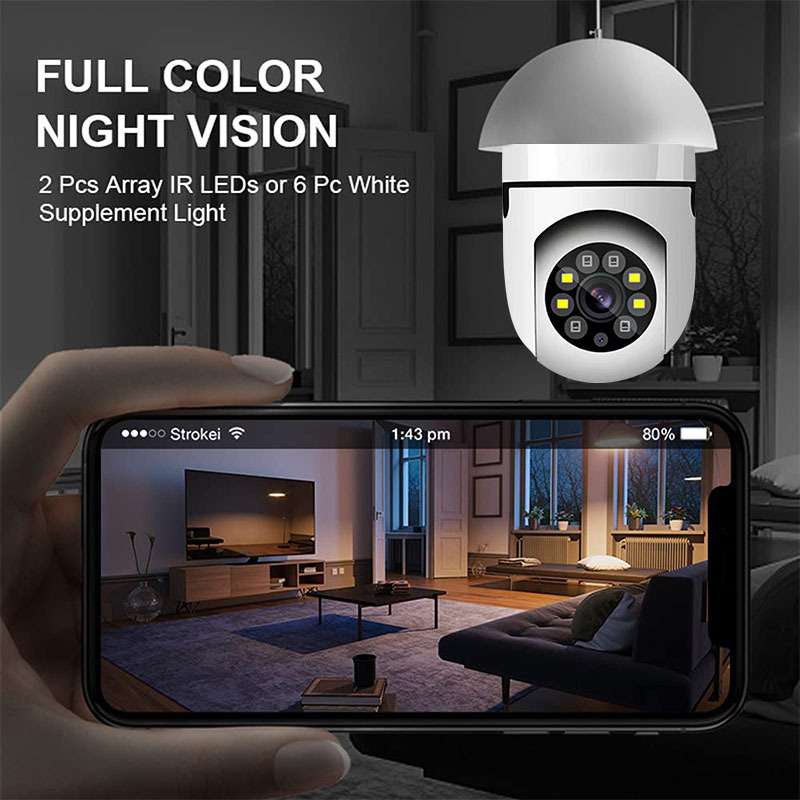 smart home security camera hd 1080p wifi e27 light bulb camera with dual band 5g alexa google home compatible motion detection two way audio visual active defense alarm notifications no tf sd card required details 1