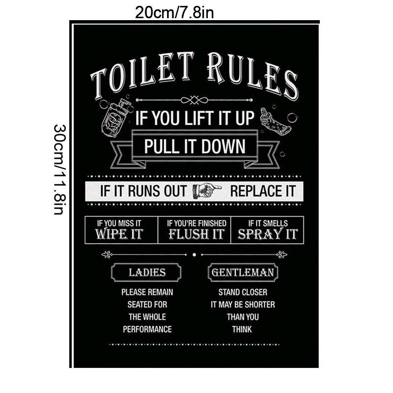 Funny Toilet Rules Rules Sign Canvas Painting, Canvas Wall Art ...