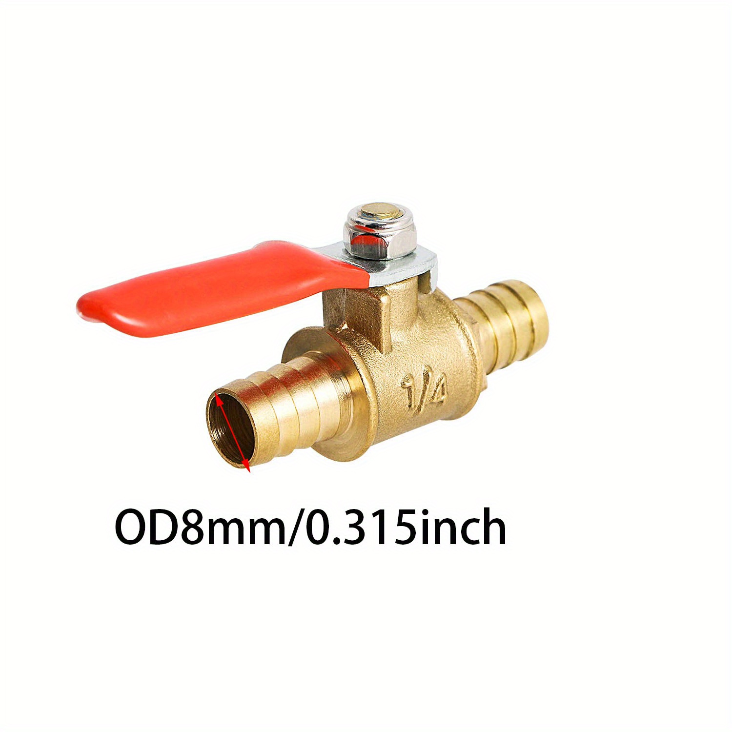 8mm Messing-Kugelhahn gegrillte Absperrventil Schlauchanschluss Wasserhahn  Adapter für Wasser, Gas, Öl (1pcs, 8mm)