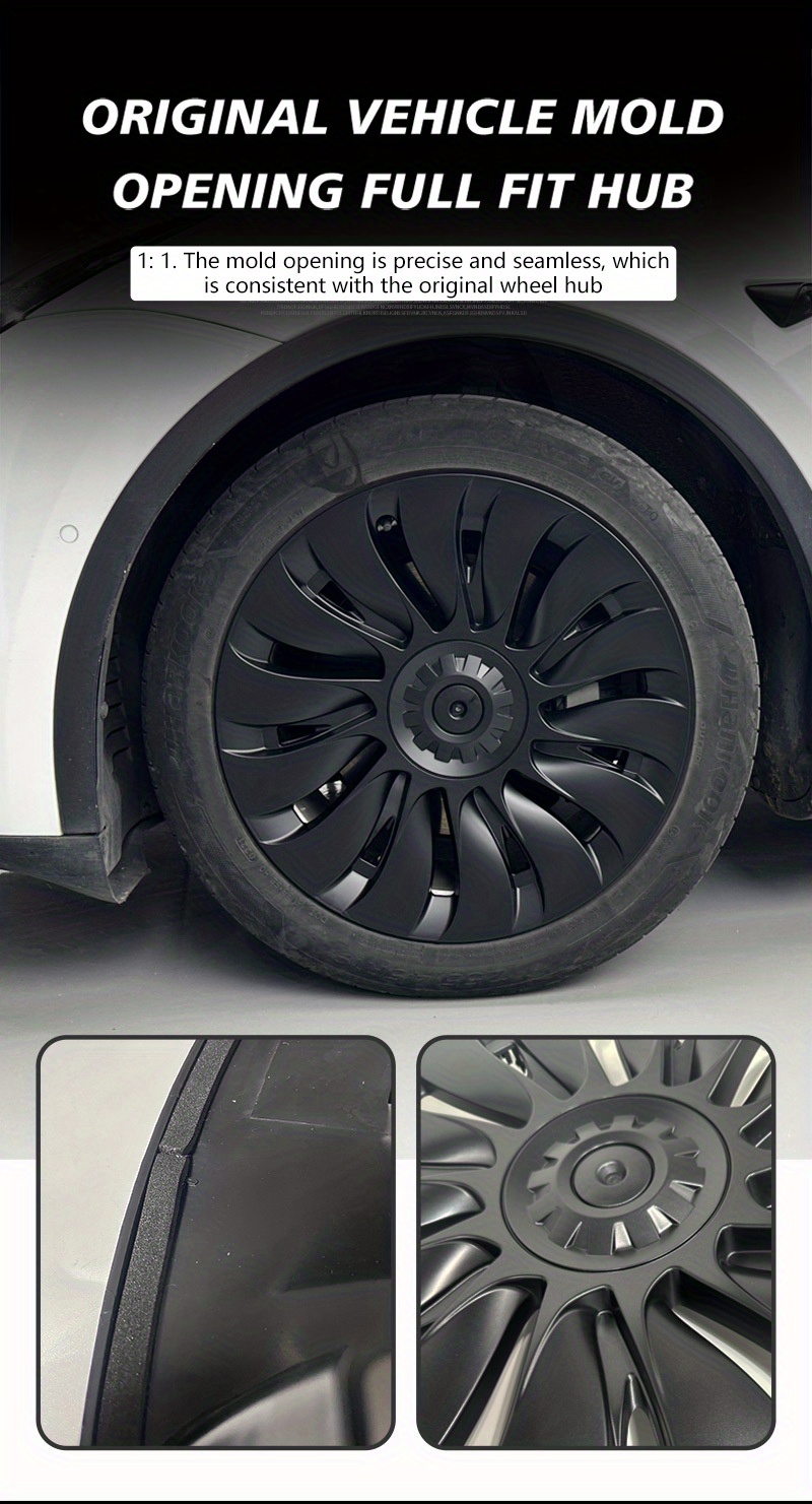 4PCS Tesla Model Y 19 pouces Wheel Cap 2018-2023 Hub Cap Performance  Automobile Replacemen Hubcap Full Rim Cover modèle y Wheel Cap