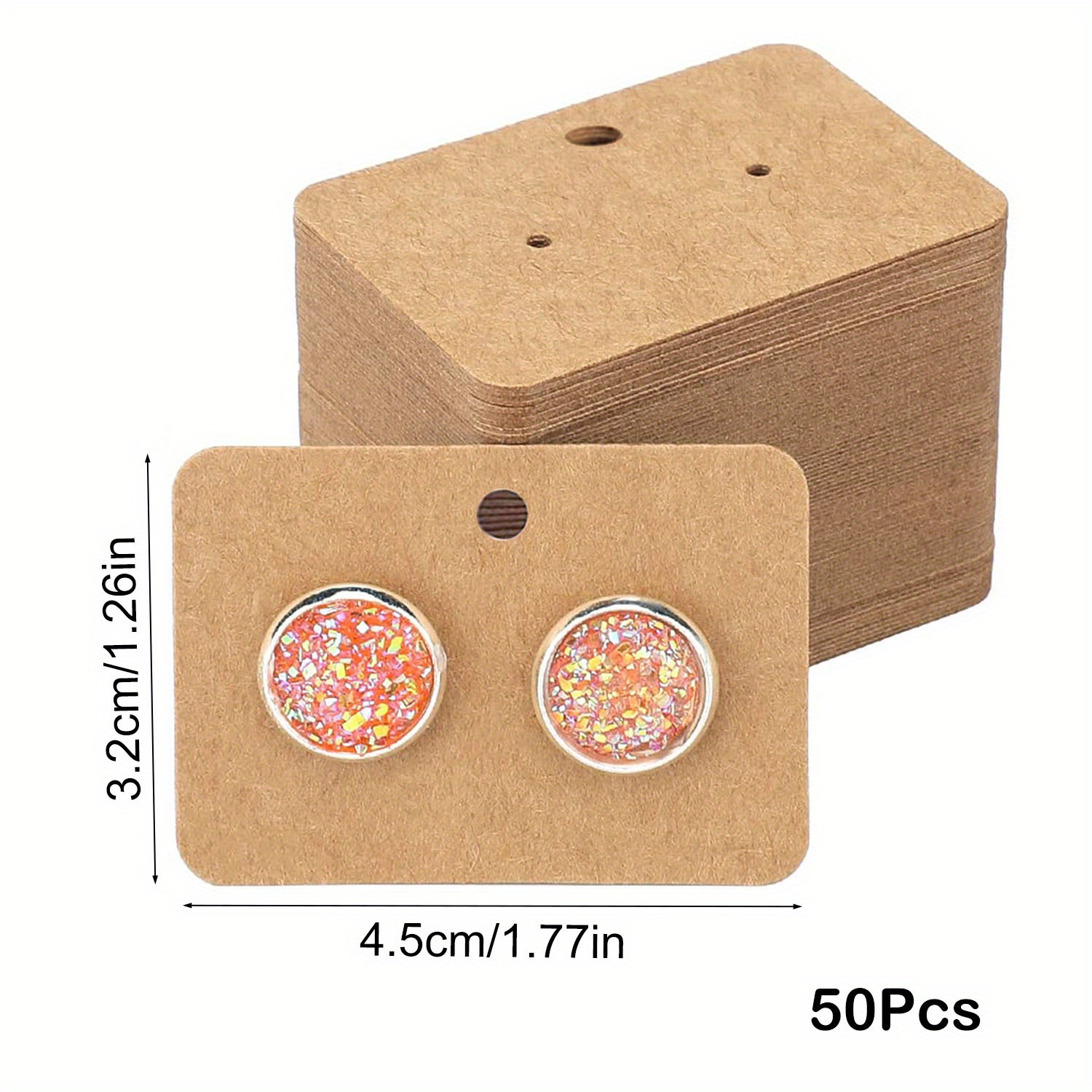 50Pcs/pack Cute Printed Earring Display Card Earring Card Holder Blank  Kraft Paper Tags for Diy Jewelry Making Accessories Earing Storage Card