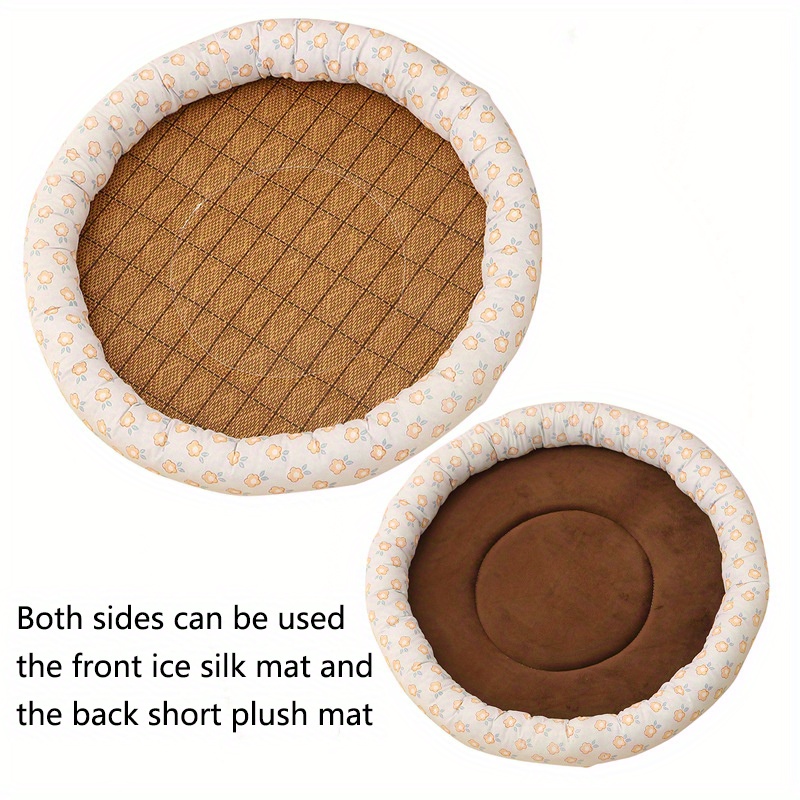 Flower Bear Pattern Round Pet Bed Comfortable Dog Kennel - Temu United ...