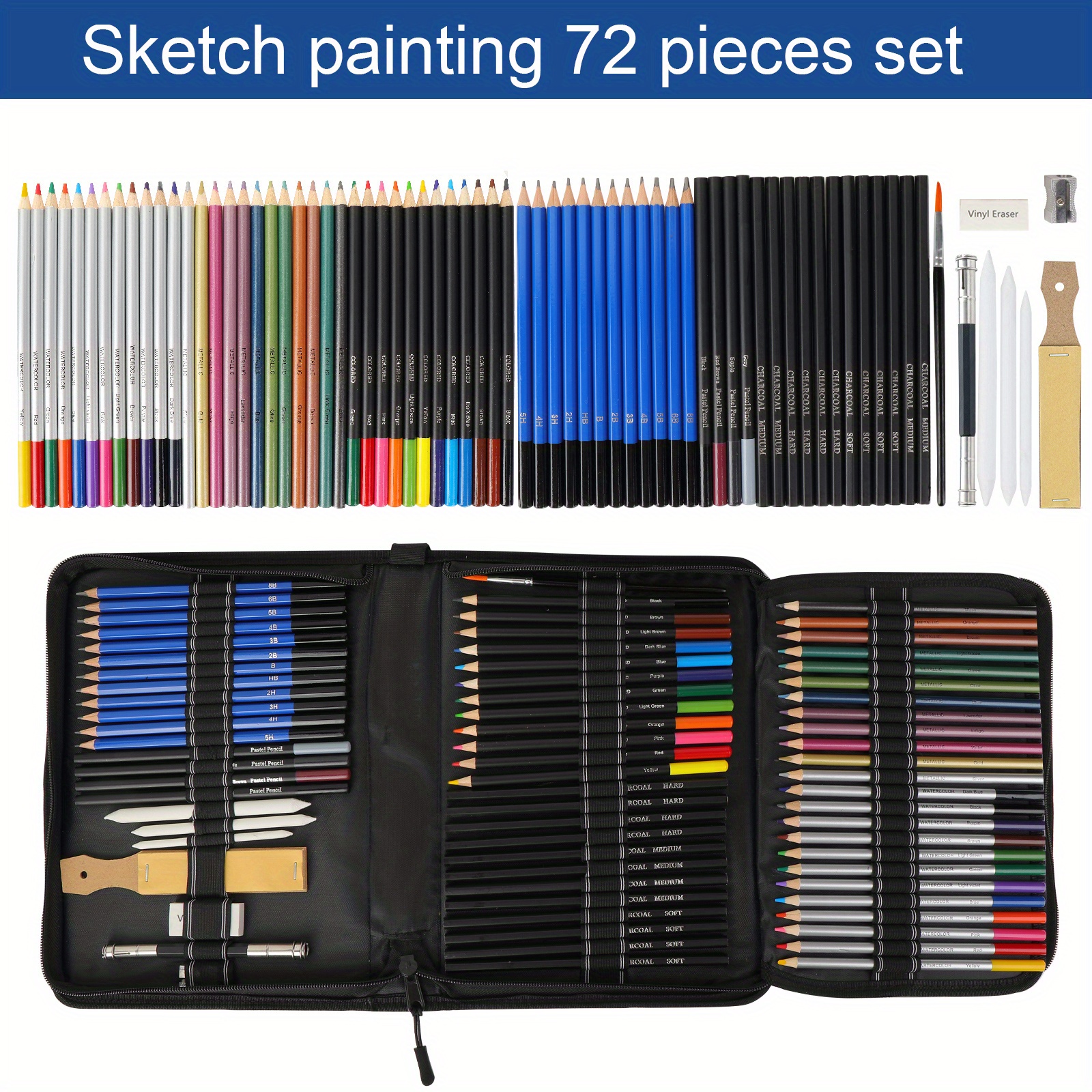WIYETY 27er Zeichenstifte Set - Bleistifte Sketch Set Mit Graphit & Kohlestifte