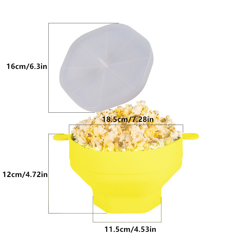 Microwave Silicone Popcorn Bucket, High Temperature Resistant