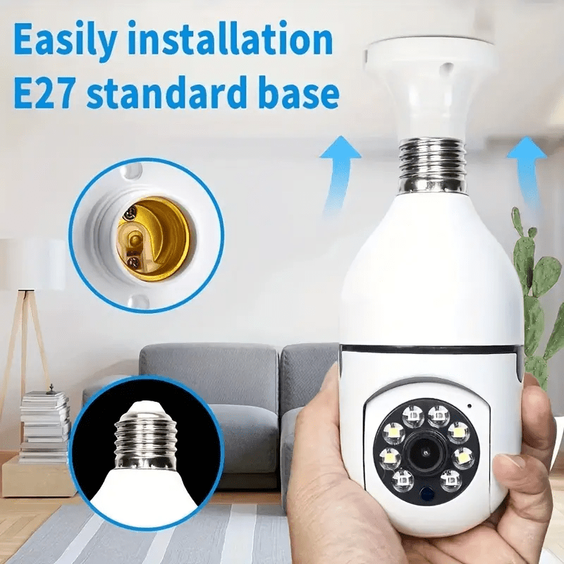 smart home security camera hd 1080p wifi e27 light bulb camera with dual band 5g alexa google home compatible motion detection two way audio visual active defense alarm notifications no tf sd card required details 7