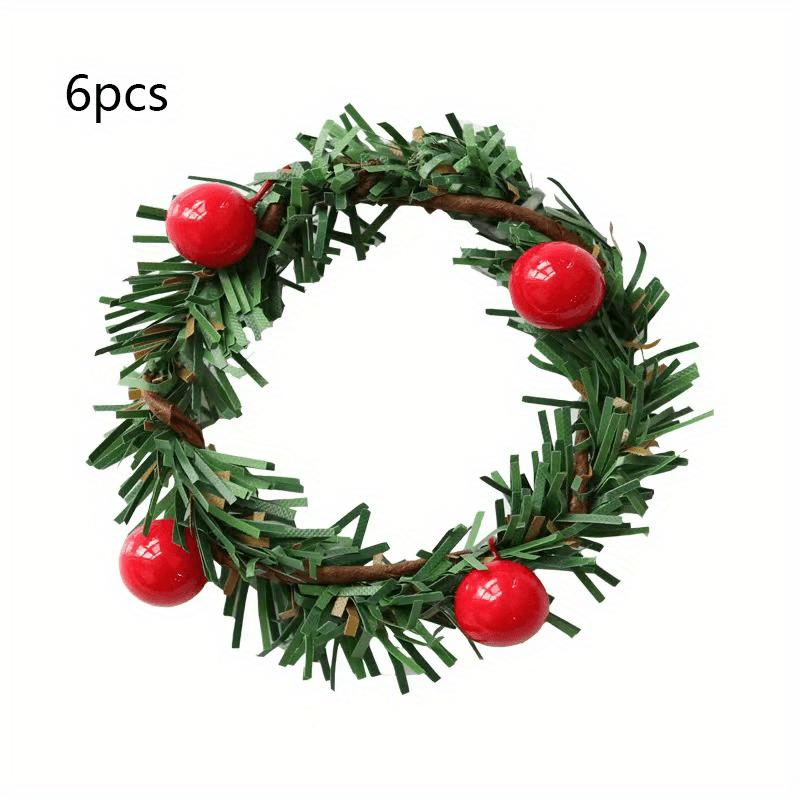 Christmas Holly Berry Candle Ring Small Artificial Red Berry - Temu